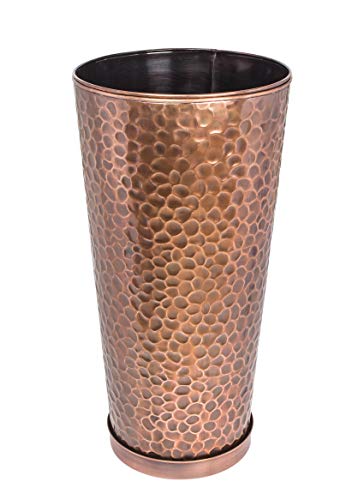 H Potter Large Outdoor Planter Tall Planter With Tray Indoor Copper Flower Pot Decorative Weather Resistant Garden Urn Deck Patio Plants Herbs Flowers Entryway Hallway Porch #TOP2