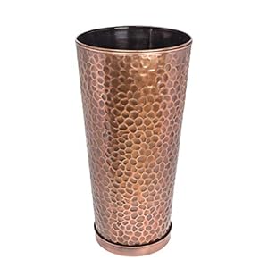 H Potter Large Outdoor Planter Tall Planter with Tray Indoor Copper Flower Pot Decorative Weather Resistant Garden Urn Deck Patio Plants Herbs Flowers Entryway Hallway Porch