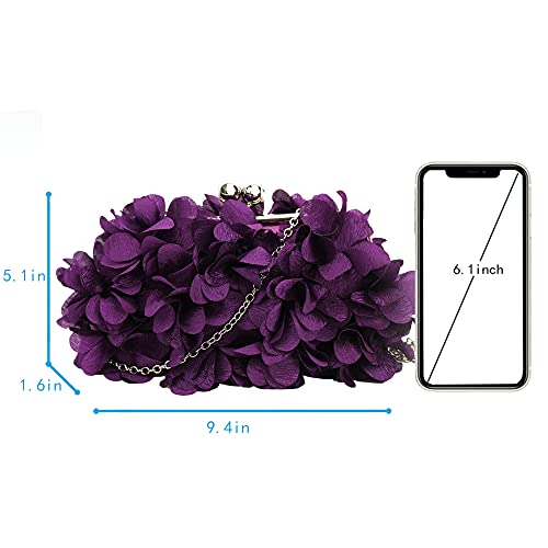 Image of Buddy Women Rose Shaped Clutch Soft Satin Wristlet Handbag Wedding Party Purse