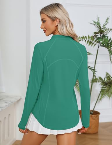 Image of LOMON Women Long Sleeve Shirts Sun Protection 1 /4 Zip Summer Quick Dry Hiking Shirts Quarter Zip Pullover for Women