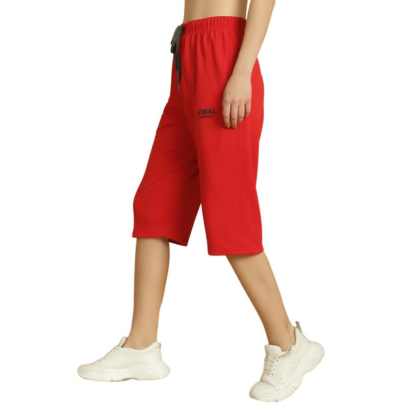 Image of Mack Jonney Solid Regular Fit Polyster Lycra Capri for Women-P