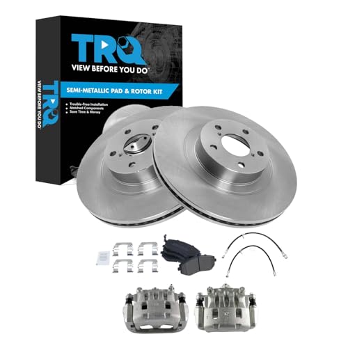 Image of TRQ Front Brake Pad and Rotor Set Semi Metallic Calipers | For 2009-2010 Subaru Forester