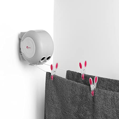 Kleeneze KL064332FEU7 Retractable Reel Washing Line - 2 x 15M Clothesline, Wall Mountable With Pivoting Bracket, Natural Outdoor Laundry Drying, Double Clothes Line, Space Saving, Accessories Included - Image 9