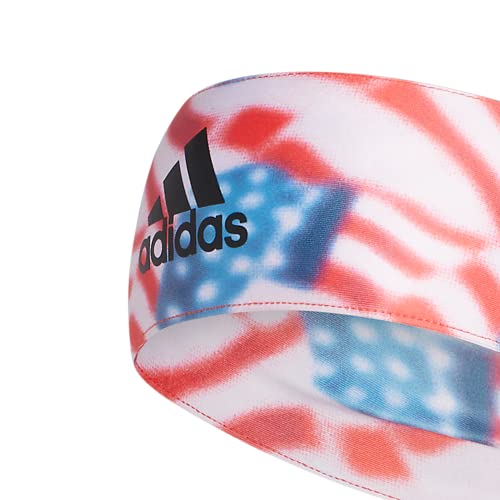 Image of adidas Alphaskin Tie Headband, Americana Blur /Black, One Size