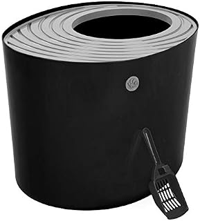 IRIS USA Top Entry Cat Litter Box with Cat Litter Scoop, Black