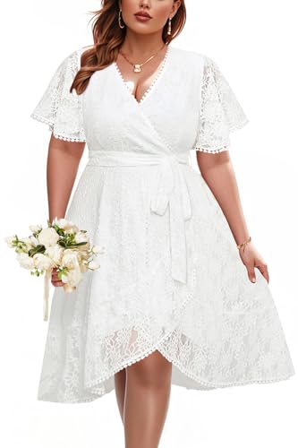 Plus Size White Dress Women Graduation Bridal Shower 2025 Semi