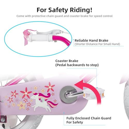 image for JOYSTAR Unicorn 16 Inch Kids Bike for 4-6 Years Old Princess Girls Bik