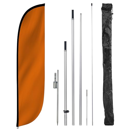 LookOurWay Feather Flag Pole Kit - 12 Feet Tall Advertising Flag Banner with Fiberglass Pole Kit and Ground Spike for Business Promotion - Solid Color Flags - Orange by LookOurWay - Used condition - US$27.60