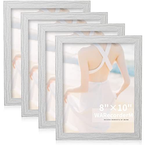 WARecorderM 8x10 Picture Frames Set of 4 - High Definition Glass New Patten Frame - Wall Mounting Frame Horizontal Vertical Format
