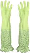 Reusable Rubber Latex PVC Flock lined Long Elbow Hand Gloves Safety Kitchen for Dish-Washing, Cleaning, Gardening, Laundry and Sanitation and Lab Work