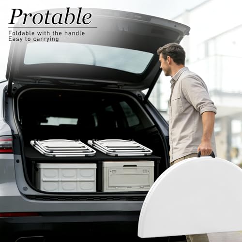 HAISIWLKJ 6FT Round Folding Table White Fold-in-Half with Carrying Handle Portable Plastic Card Table for Indoor or Outdoor Events,Dining,Wedding, Camping,Party Table - Image 7
