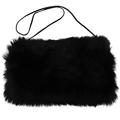 PENIKOKO Bolsa Calentadora de Manos de Piel Sintética Colgante con Cordón Muff Cálido para Mujer Accesorio de Peluche y Lavable para Invierno Frío