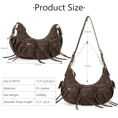 Image of Angel Kiss Hobo Bags Purse for Women Y2K Shoulder Bag Multi Pockets Designer Satchel Studded Handbags with Strap