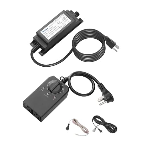 DEWENWILS 36W Outdoor Low Voltage Transformer with Timer and Photocell Light Sensor, 100-240V AC to 12V DC, IP68 Weatherproof, for LED Christmas Tree Lights, Landscape Lighting, Spotlight, E
