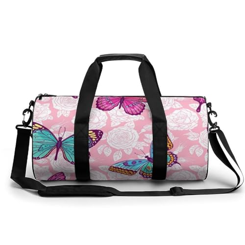 Duffel bag fleur papillon sac de sport pour camping randonnée et voyage 45cm