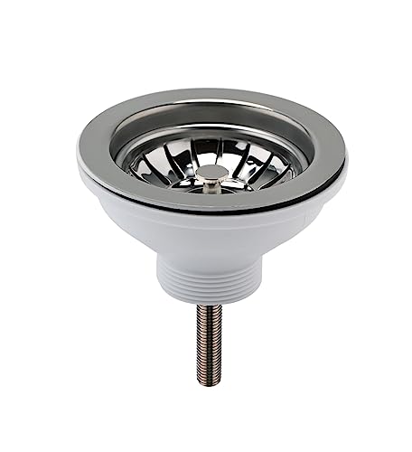 nuie FW613 Taps Basket Strainer 90mm Kitchen Sink Waste, 115mm, Brushed Nickel