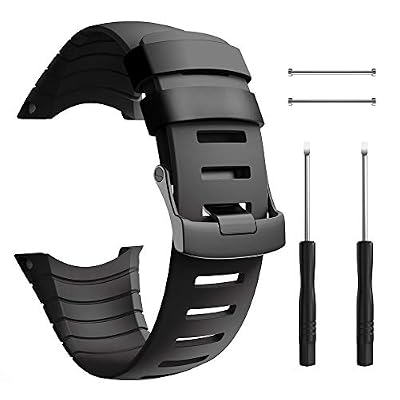 ANBEST Braccialetto in TPU Compatibile con Suunto Core Cinturino, Cinturino di Ricambio Cinturino Sportivo con Fibbia a Vite per Suunto Core Smart Watch, Nero