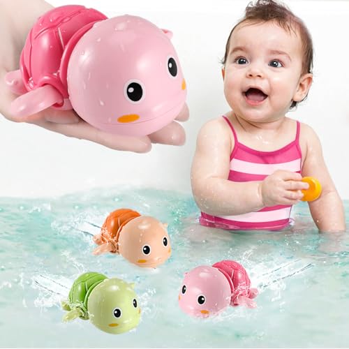 Image of SEPHIX Bath Toys - Baby Water Toys for Toddlers 1-3 - Kids Pool Floating Toys for 1 Year Old Girl Boy Gifts - Wind Up Swimming Turtle Infant Bathtub Toys 2-4, 2024 Upgraded, Small