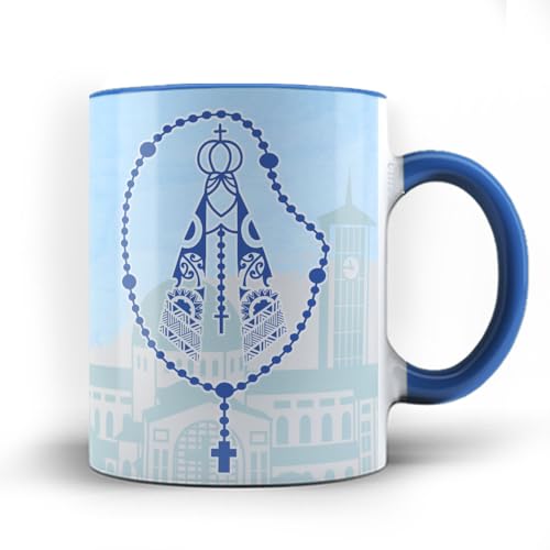 Caneca xicara Mãe Nossa Senhora Aparecida Terço 25 (Branca)