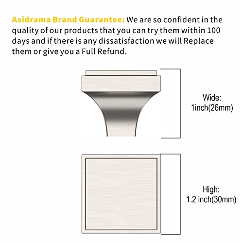 Asidrama 30 Pack Brushed Satin Nickel Kitchen Cabinet Knobs Square Dresser Knobs Drawer Knobs Cabinet Hardware Zinc Knobs For Dresser Drawers #TOP2