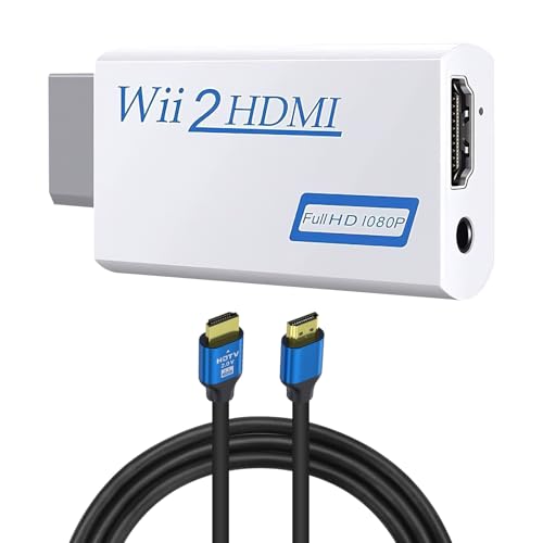 AYHYHLJZJ Adaptateur HDMI Wii, convertisseur Wii vers HDMI Haute qualité, vidéo et Audio HD 720p/1080p, Adaptateur Plug & Play pour téléviseurs,...