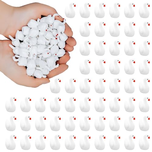 Oubest 80Pcs Mini Gooses Resin Tiny Gooses Miniature Decoration Figurines Ducks Dollhouse Garden Decor Plastic Mini Animals Micro Landscape Ornament Cake DIY Craft