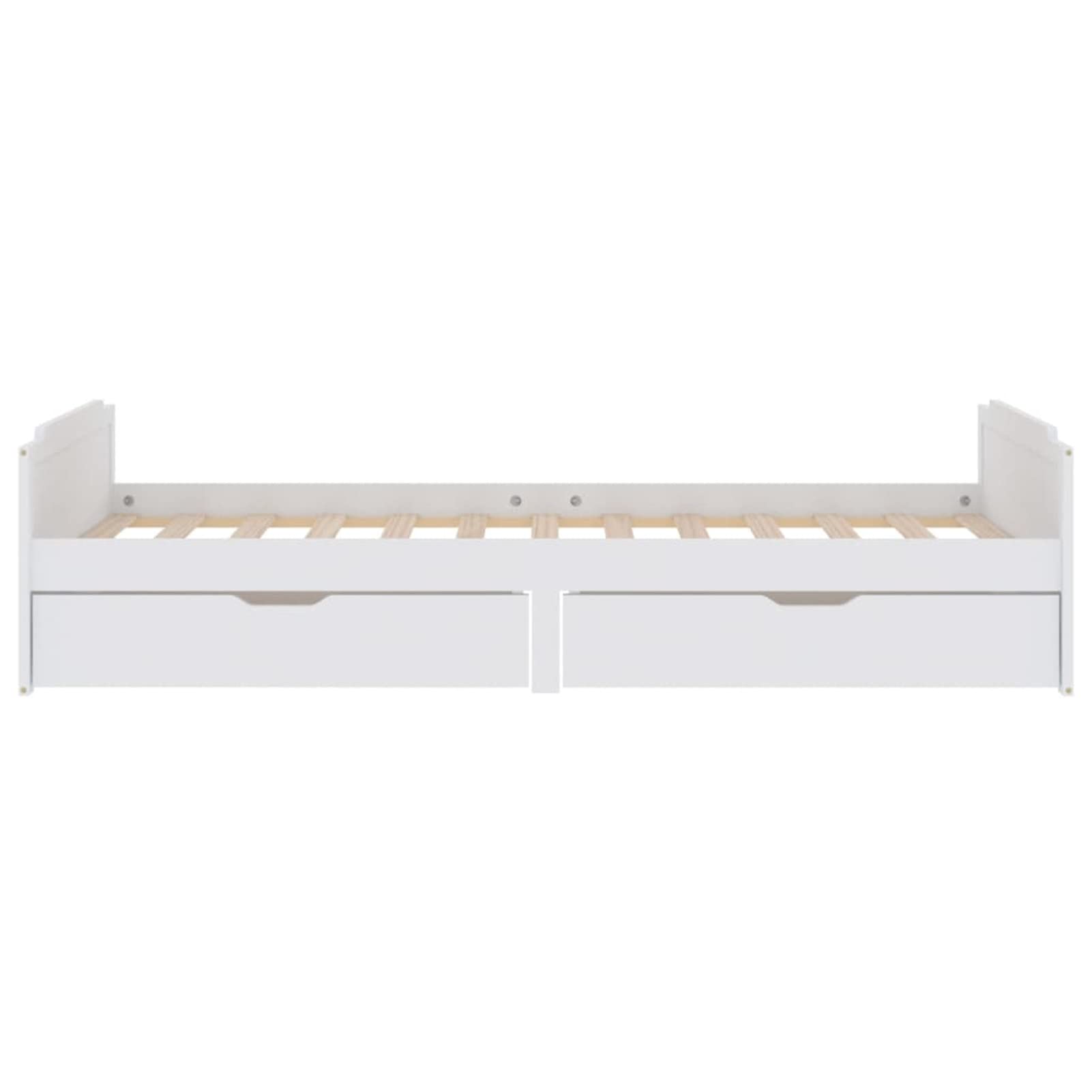 Festnight Estructura de Cama Individual Infantil de Madera Maciza con 2 cajones y Somier, 90 x 200 cm Blanco