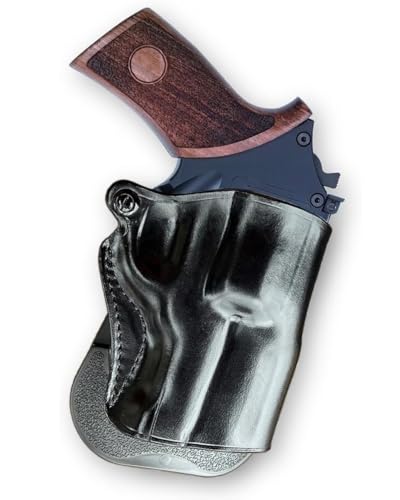 Masc Premium Leather OWB Paddle Holster with Open Top Fits, Rhino 30DS .357 Mag/9mm 3-inch, Right Hand Draw, Black Color 1264