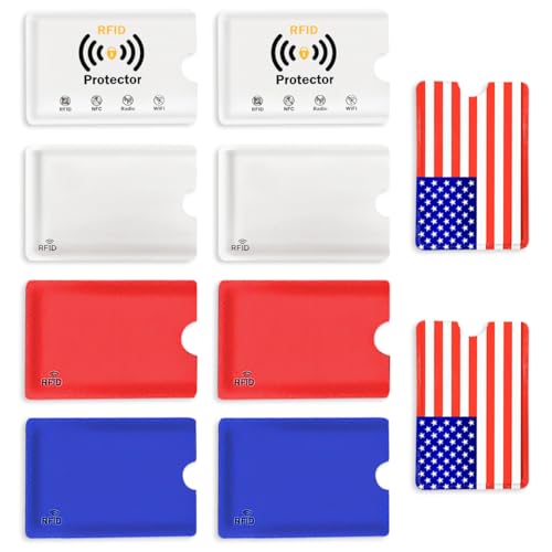 fancyfree RFID Blocking Sleeves, Identity Theft Prevention RFID Credit Card Holders,Slim Design Card Covers, Perfect for Wallet, Puerse, Passport Holder(10 Packs-American Color Palette)