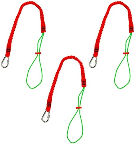Malta Dynamics Tool Tether Lanyard with Carabiner Attachment, 53" Expansion, Adjustable Loop End