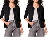 Amazon Essentials Women's Lightweight Crewneck Cardigan Sweater (Available in Plus Size), Black, Medium