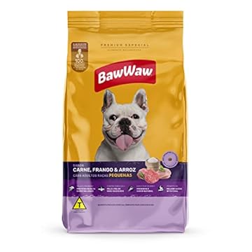 BAW WAW Ração Baw Waw Para Cães Adultos Raças Pequenas Sabor Carne Frango E Arroz - 10.1Kg