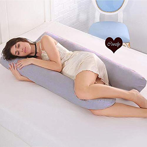 Image of COOZLY U Shaped Pregnancy Pillow | Maternity Pillow | 100% Cotton Removable Covers| Premium PregnoCare Fibres (U Basic, Greyb)