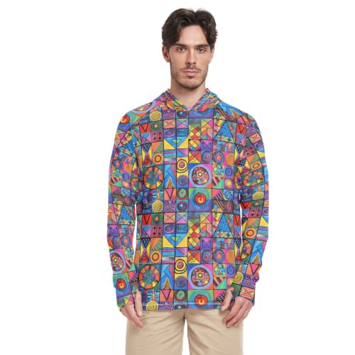 Sweat à capuche UPF 50+ pour homme avec motif géométrique abstrait