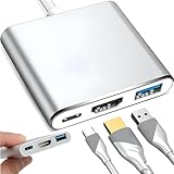 Retoo Universeller 3-in-1 USB C auf HDMI Adapter Kabel 4K 60Hz 1080p mit Audio, Aluminium compact USB-C Adapter, USB Typ C zu HDMI USB 3.1 USB-C für PC, Laptop, Samsung S Note, OTG, Silber