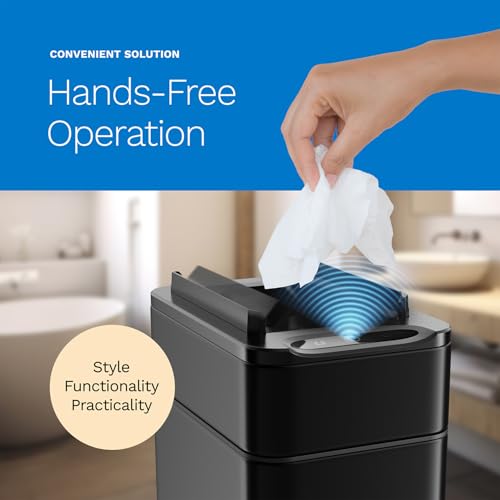 Image of hOmeLabs 2.4 Gallon Touchless Sensor Trash Can Black
