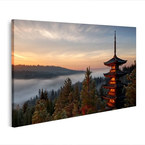 Tableau sur toile Pagode mystique islandburner pour déco de salon