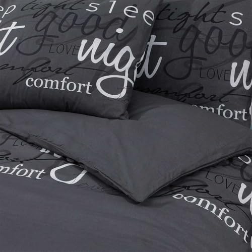 Parure de lit en coton noir avec taie d'oreiller 65x65 cm - 5