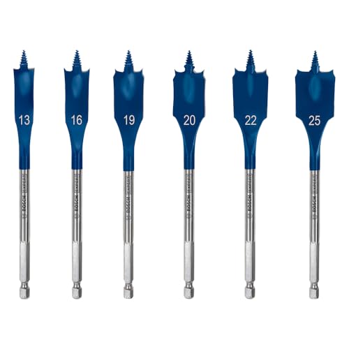 Bosch 6x EXPERT Self Cut Speed Flachfräsbohrer-Sets (für Weichholz, Spanplatte, Ø 13-25 mm, Professional Zubehör Bohrmaschine/Schrauber)