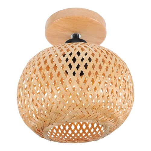 QUMIIRITY Lámpara de Techo de Bambú Vintage Tejida Lámpara Rústica para Salón Comedor Pasillo y Oficina Diseño Japonés Artesanal Fácil Instalación Energéticamente