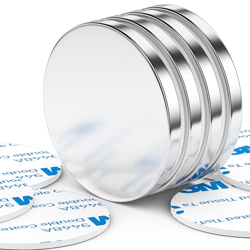 FINDMAG 4 Pack Magnets, Neodymium Magnets, Strong Magnet with Double-Sided Adhesive, Permanent Rare Earth Fridge Magnet for Whiteboards, Building, Tools