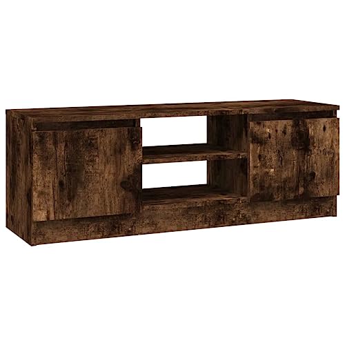 vidaXL Meuble TV avec Porte, Armoire de Télévision avec 2 Compartiments et Étagères, Meuble Télé avec Rangement Salon, Moderne, Chêne Fumé Bois...
