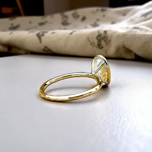 1, 2 or 3ct Oval Cut Solitaire Bezel Engagement Ring - Cubic Zirconia (CZ) Simulant in Sterling Silver/14K Gold, Modern Wedding Ring, Dainty Bridal Gift3