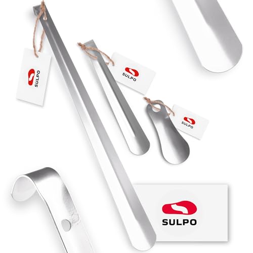 SULPO 3-pak 12cm, 26cm & 66cm Wytrzymała łyżka do butów ze stali nierdzewnej - Długa, średnia i k...