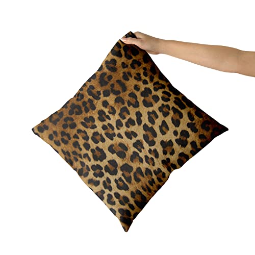 Granbey PILLOWBROWNLEOPARD20 Brown Leopard Throw Pillow Cover thumb #3