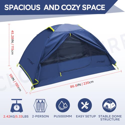 Image of Clostnature 1 /2 /3 /4 Person Lightweight Backpacking Tent, Easy Setup Tent