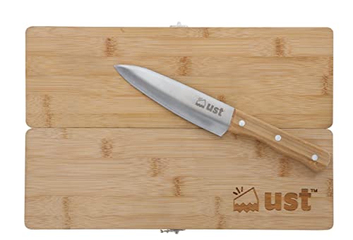 Tabla de cortar portátil con cuchillo de bambú miniatura 1