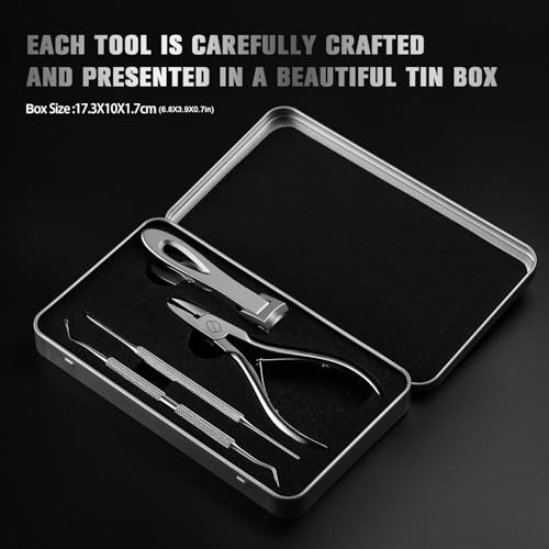 FERYES 4PCS Ingrown Toenail Kit – Toenail Clippers for Thick and Ingrown Toenails, Toe Nail Clipper with Thick Toenail File and Toenail Lifter - Complete Toenail Care Set for Men and Women