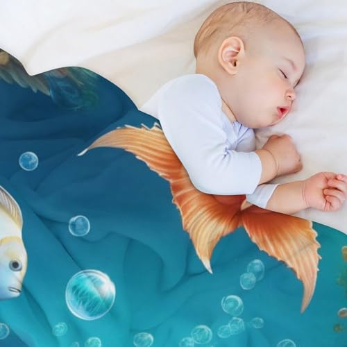Plaid polaire canapé ocean poisson jeté couverture douce chaude lit