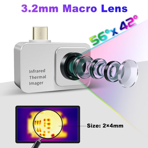 Image of BTMETER Mini Thermal Imaging Camera for Android - IR Thermal Imager with 256 x 192 (49,152 Pixels) 25Hz Frame Rate, 5℉~1112℉ Temp Range, Accuracy ±2%, 56FOV Infrared Camera Support Photo Video